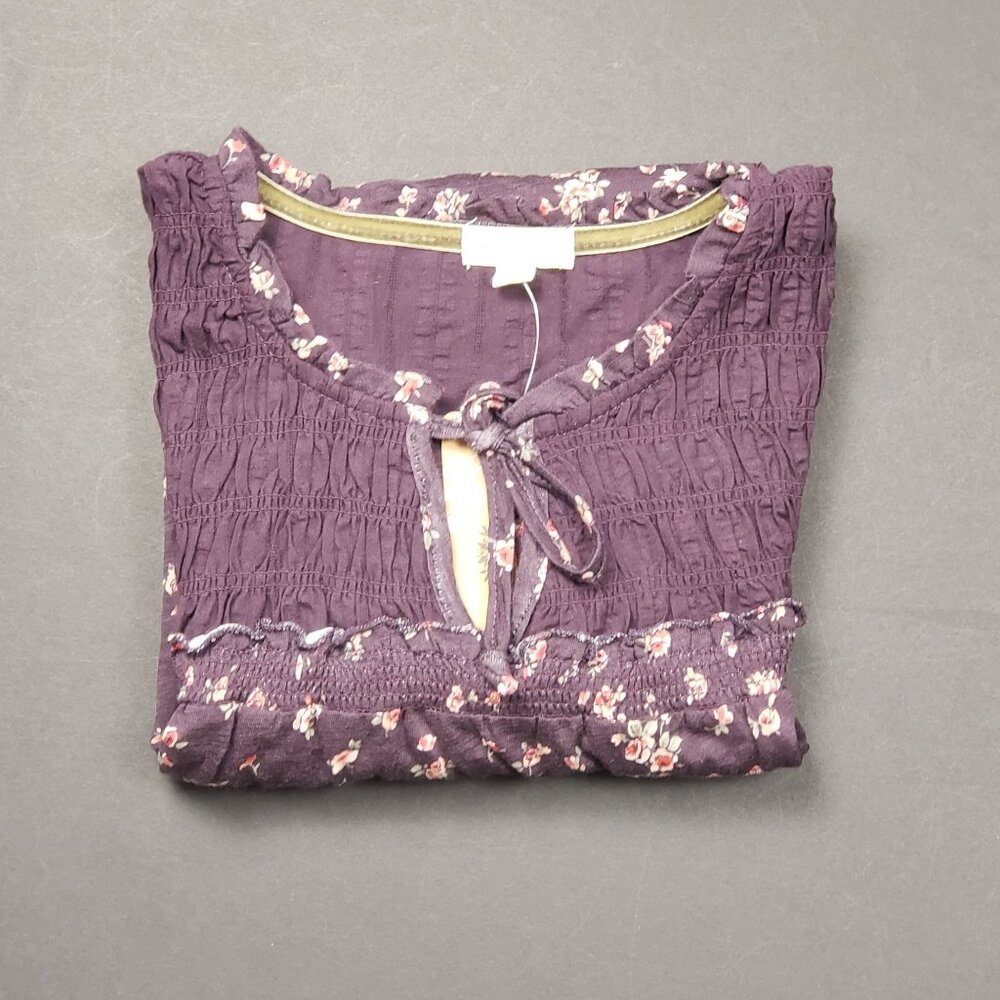 Mason & Belle Floral LS Blouse Women's Size Medium Plum Cottagecore Grandmacore - Picture 14 of 14
